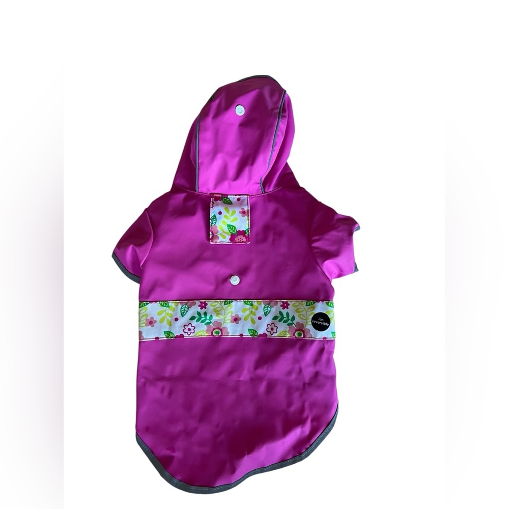 Reversible Vibrant Pink Dog Hoodie with Floral Accents